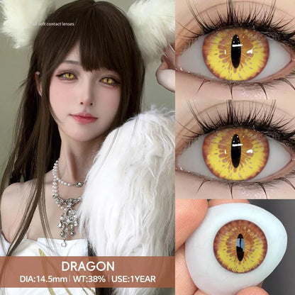 1pair Cosplay Blue Green Red Gray Pink Yellow Cateye Color Contact Lenses Halloween Scary lens Softlens 14.5mm