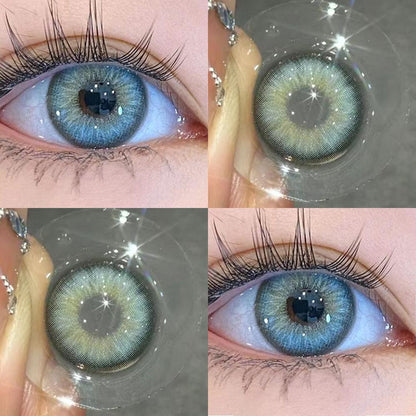 1 par de lentes de contacto cosméticas de color gris y verde, blandas, 14,2 mm 