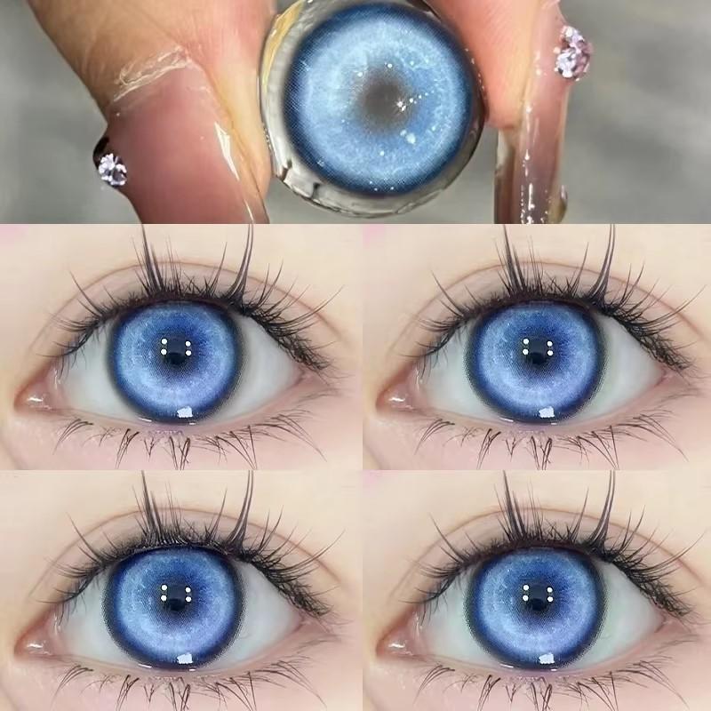 1pair Cosplay Blue Green Red Gray Pink Yellow Cateye Color Contact Lenses Halloween Scary lens Softlens 14.5mm