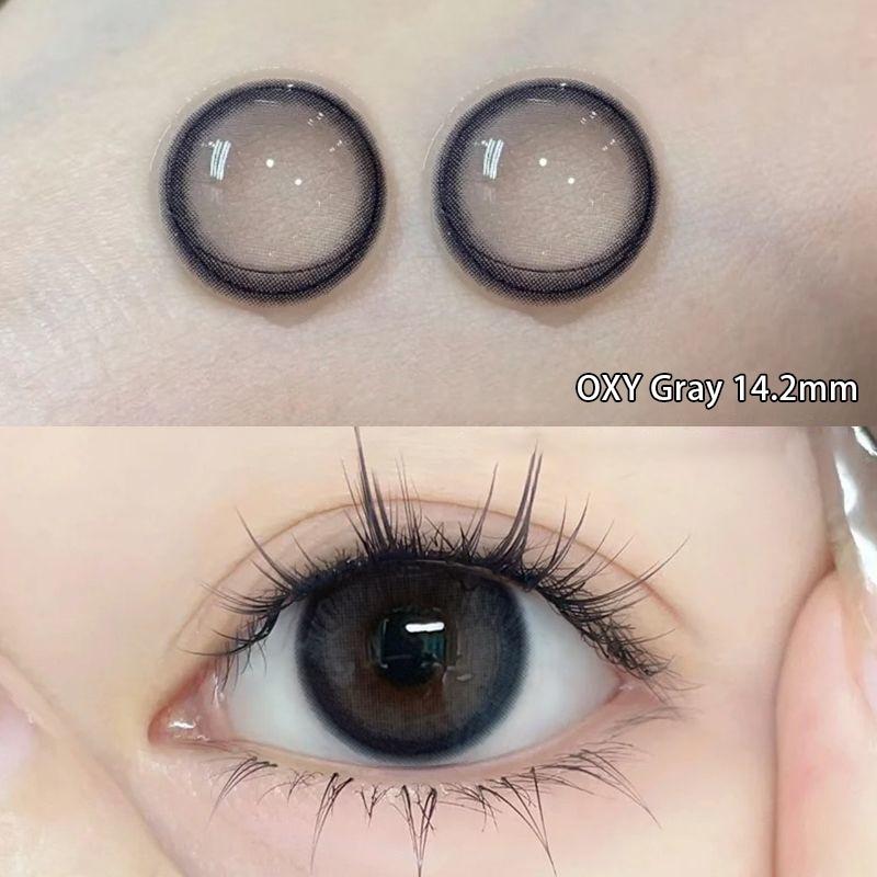 2pcs/1pair Natural Gray Brown Colored Contact Lenses 14.2mm