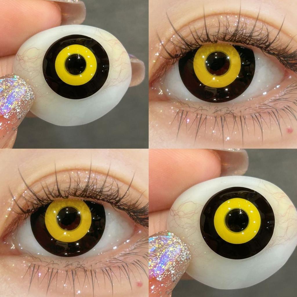 JeweLens 1pair Anime Yellow Star Cosplay Color Contact Lenses Halloween Contacts
