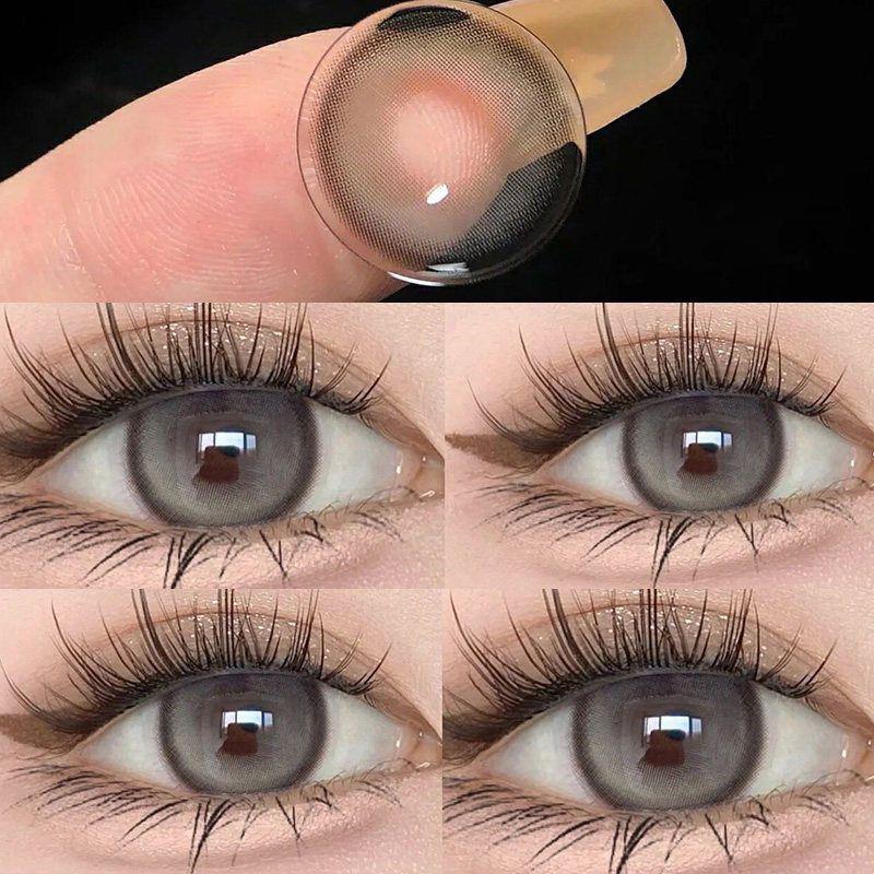 Graded 2pcs/1pair Amber Colored Contact Lenses Coloured Cosmetic Softlens