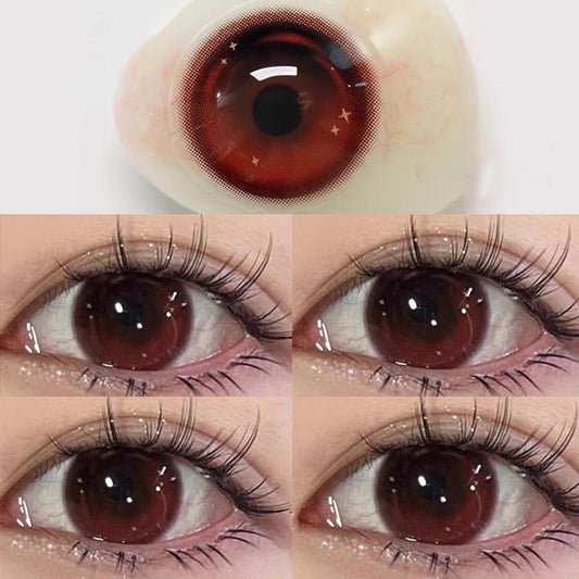 2pcs/1pair Colored Contact Lenses Eyemakeup Coloured Tomato Red Bling Pupil 14.4mm