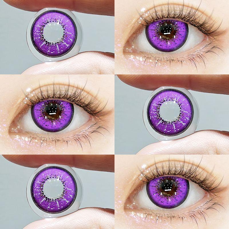 JeweLens 2 peças/1 par Lentes de contato coloridas fortes roxas de anime cosplay