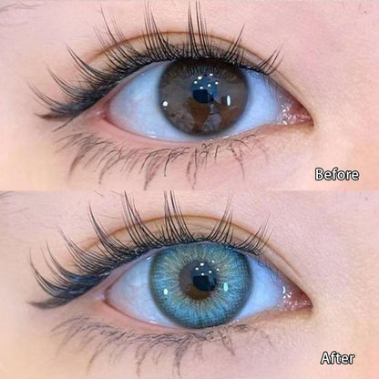 1 par de lentes de contacto cosméticas de color gris y verde, blandas, 14,2 mm 