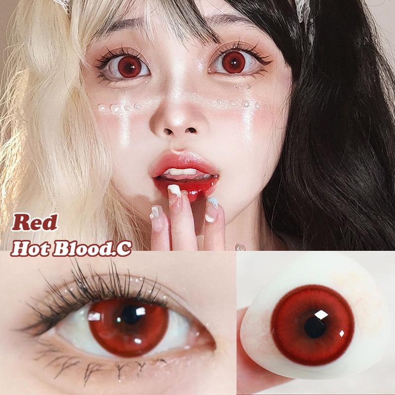 JeweLens Cosplay Lentes de contato coloridas Halloween Anime Softlens Red Vampire Pupil 