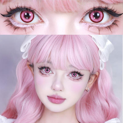 Graded 1pair Anime Cosplay Color Contact Lenses Pink Pupil Softlens Halloween 14.5mm