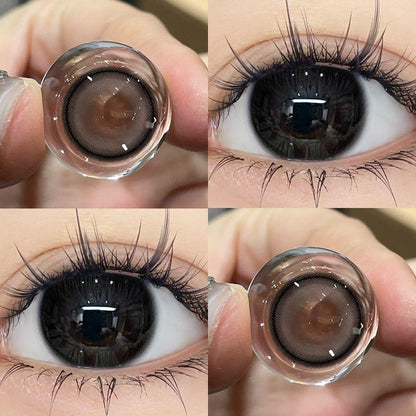 Graded 2pcs/1pair Natural Black Colored Contact Lenses Coloured Cosmetic Softlens 14.2mm