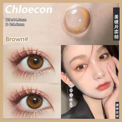 JeweLens Graded 2pcs/1pair Moon Brown Colored Contact Lenses Coloured Cosmetic Softlens 14mm