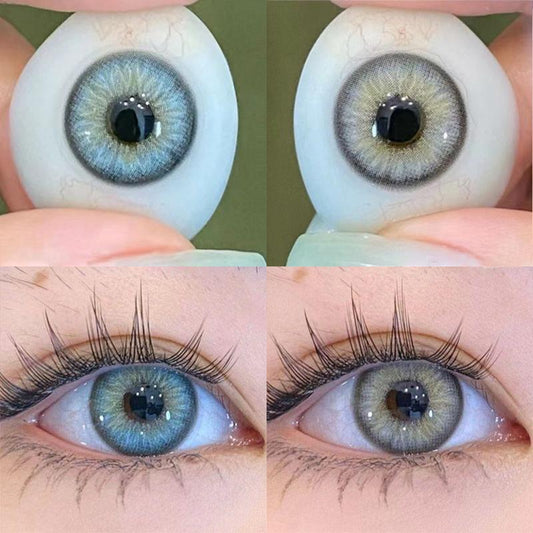 1pair GrayGreen Colored Contact Lenses Cosmetic Softlens 14.2mm