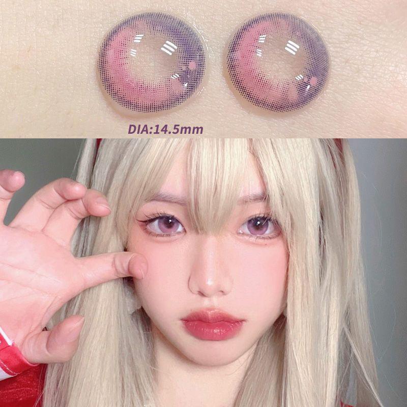 2pcs Colored Contact Lenses Eyemakeup Coloured Violet Pink Galaxy Pupil Dreamcolor