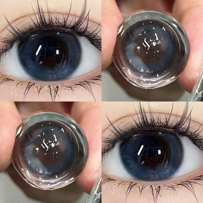 2pcs/1pair Graded Bluegray Navy Natural Colored Contact Lenses 14.4mm