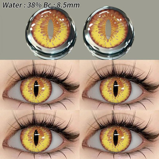 1pair Cosplay Blue Green Red Gray Pink Yellow Cateye Color Contact Lenses Halloween Scary lens Softlens 14.5mm