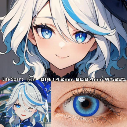1pair Blue Colored Contact Lenses Genshin Furina Cosplay 14.2mm