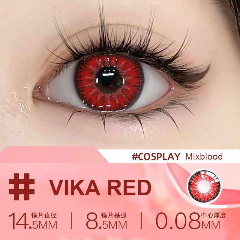 JeweLens Cosplay Lentes de contato coloridas Halloween Anime Softlens Red Vampire Pupil 
