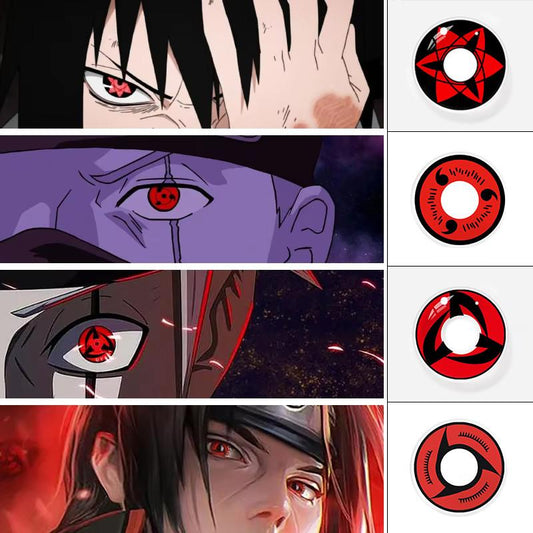 1pair Red Color Contact Lenses Naruto Uchiha Sharingan Itachi Sasuke Kakashi Madara Cosplay Anime Accessories