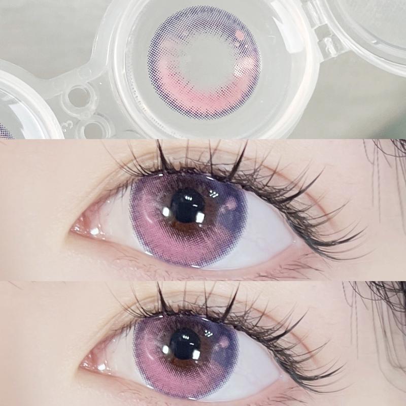 2pcs Colored Contact Lenses Eyemakeup Coloured Violet Pink Galaxy Pupil Dreamcolor