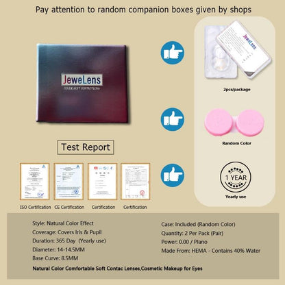 1pair Natural Black Colored Contact Lenses 14mm Softlens