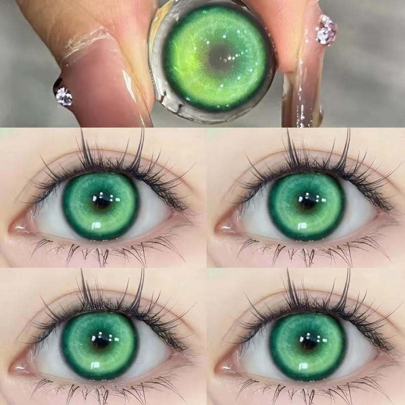 1pair Cosplay Blue Green Red Gray Pink Yellow Cateye Color Contact Lenses Halloween Scary lens Softlens 14.5mm