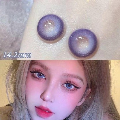 Graded 2pcs/1pair Violet Blue Colored Contact Lenses 14.2mm