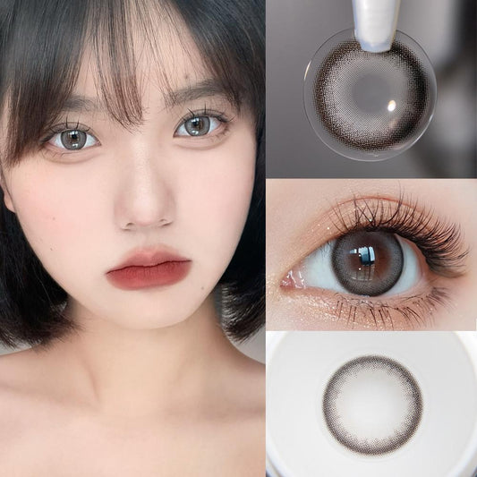 1pair Natural Gray Choco Colored Contact Lenses 14.2mm Softlens 12months