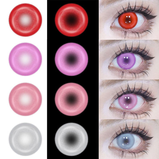 1pair Cosplay Red Gray Pink Colored Contact Lenses Halloween Scary lens Softlens 14.5mm