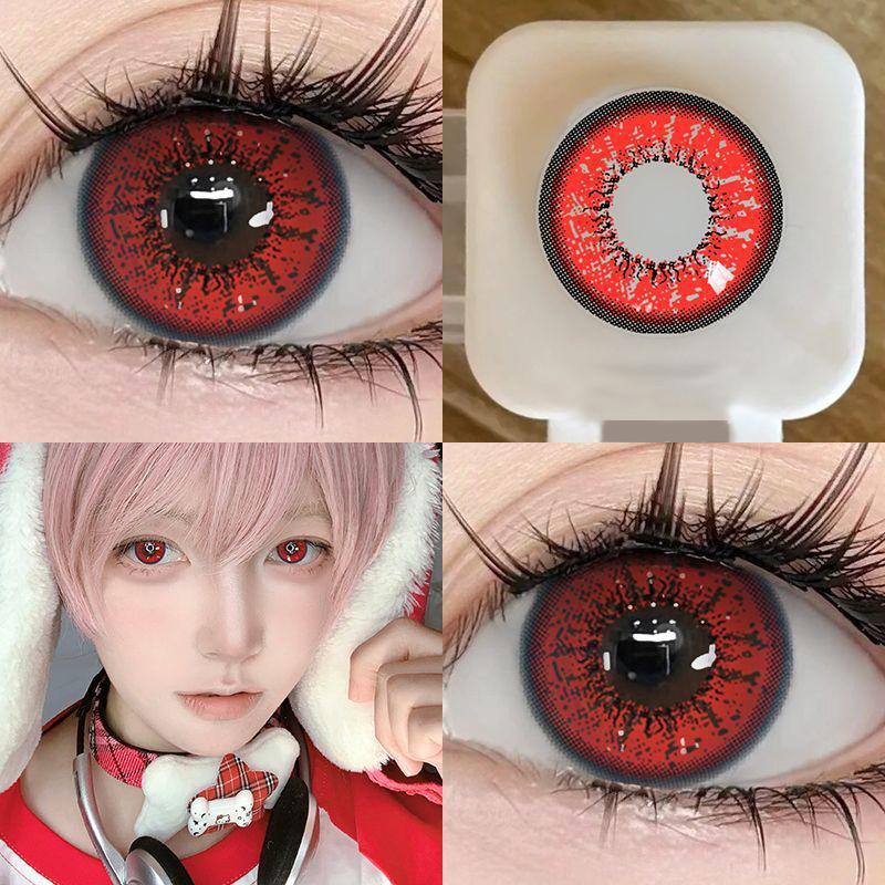 JeweLens Cosplay Lentes de contato coloridas Halloween Anime Softlens Red Vampire Pupil 