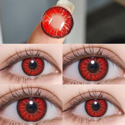 2pcs/1pair Colored Contact Lenses Eyemakeup Coloured Tomato Red Bling Pupil 14.4mm