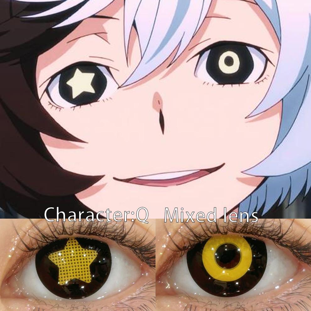 JeweLens 1pair Anime Yellow Star Cosplay Color Contact Lenses Halloween Contacts