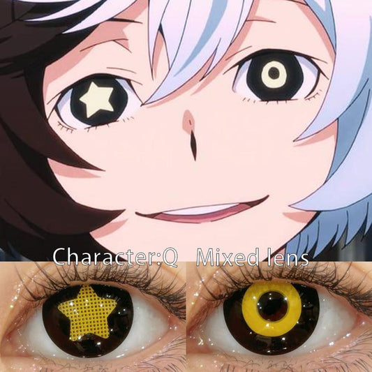 JeweLens 1pair Anime Yellow Star Cosplay Color Contact Lenses Halloween Contacts