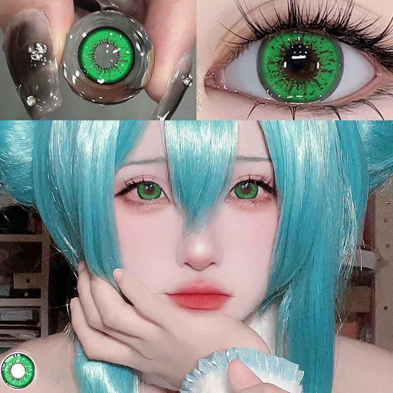 JeweLens Cosplay Lentes de contato coloridas Halloween Anime Softlens Koi Pupil verde