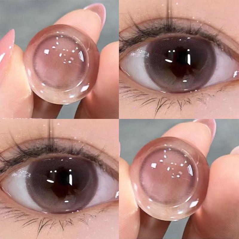 Graded 2pcs/1pair Pink Super Natural Color Contact Lenses 14.4mm Softlens