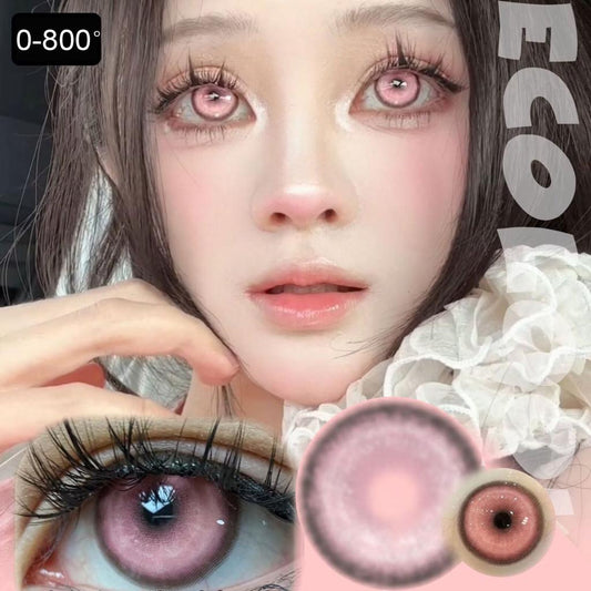 Graded 1pair Anime Cosplay Color Contact Lenses Pink Pupil Softlens Halloween 14.5mm