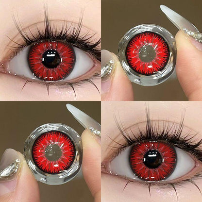 2pcs/1pair Colored Contact Lenses Eyemakeup Coloured Tomato Red Bling Pupil 14.4mm