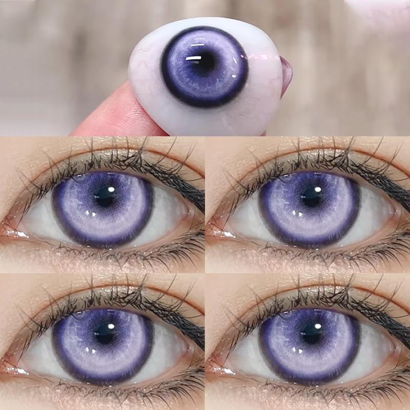 1pair Cosplay Blue Green Red Gray Pink Yellow Cateye Color Contact Lenses Halloween Scary lens Softlens 14.5mm