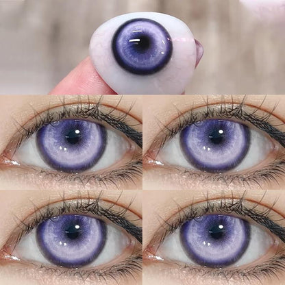 1pair Cosplay Blue Green Red Gray Pink Yellow Cateye Color Contact Lenses Halloween Scary lens Softlens 14.5mm