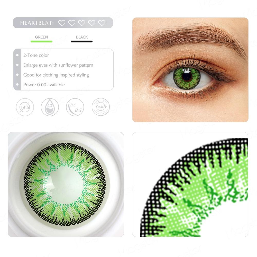 Graded 2pcs/1pair JeweLens Cosplay Colored Contact Lenses Eyemakeup Coloured Anime Green Pupil