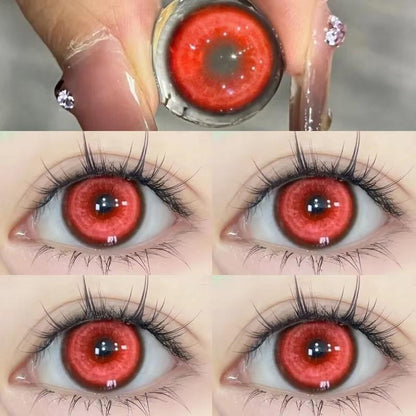 1pair Cosplay Blue Green Red Gray Pink Yellow Cateye Color Contact Lenses Halloween Scary lens Softlens 14.5mm