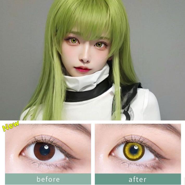 JeweLens Cosplay Lentes de contato coloridas Anime Softlens Pupila amarela 12 meses 1 par