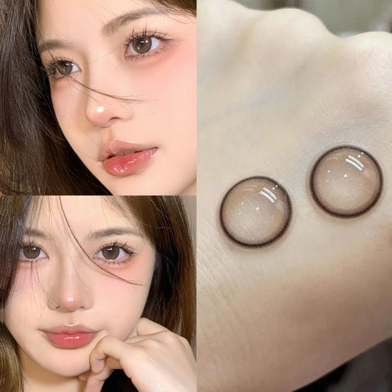 1 par de lentes de contato naturais cinza marrom 