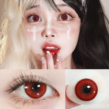 2pcs/1pair Colored Contact Lenses Eyemakeup Coloured Tomato Red Bling Pupil 14.4mm