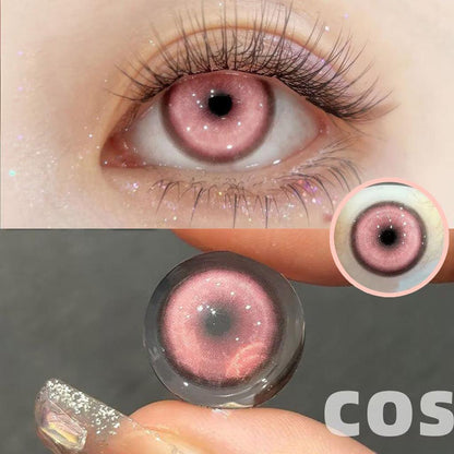 Graded 1pair Anime Cosplay Color Contact Lenses Pink Pupil Softlens Halloween 14.5mm