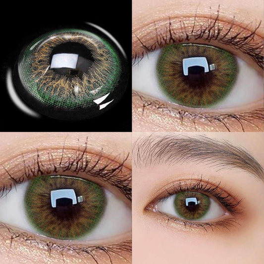 1pair Natural Green Iris Colored Contact Lenses 12months