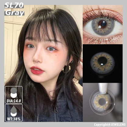 1pair Russiangirl Gray Blue Colored Contact Lenses 14mm