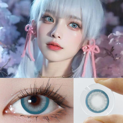 1pair Blue Colored Contact Lenses Genshin Furina Cosplay 14.2mm