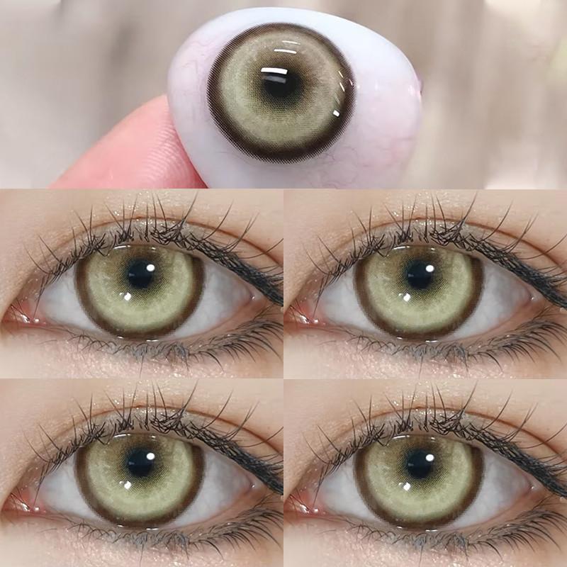 1pair Cosplay Blue Green Red Gray Pink Yellow Cateye Color Contact Lenses Halloween Scary lens Softlens 14.5mm