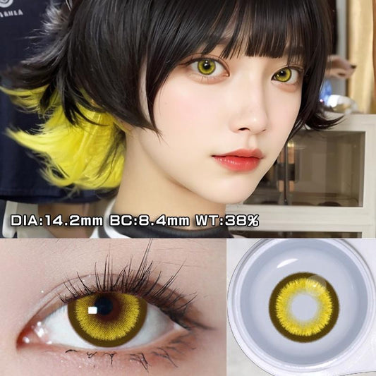 JeweLens Cosplay Lentes de contato coloridas Anime Softlens Pupila amarela 12 meses 1 par
