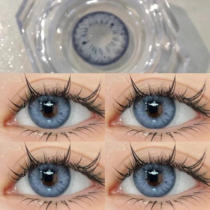 Graded 2pcs/1pair Natural Blue Colored Contact Lenses 14.2mm Softlens