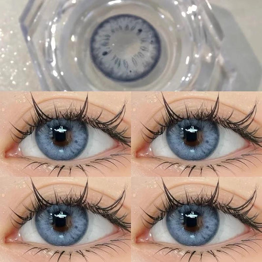 Graded 2pcs/1pair Natural Blue Colored Contact Lenses 14.2mm Softlens