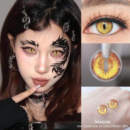 Graded 1pair Anime Ragdoll Cosplay Color Contact Lenses Cateye Pupil Softlens Halloween